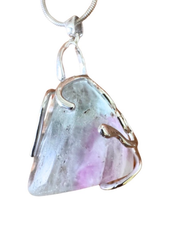 Jewelry - Hand Crafted Rainbow Flourite Polished with 32 inch snake chain